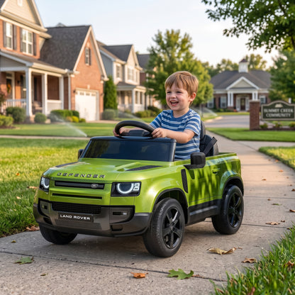 Land Rover Licensed 12V Kids Ride on Car with Remote, Suspension, Slow Start, 3 Speeds, Lights, Music, Horn, Green