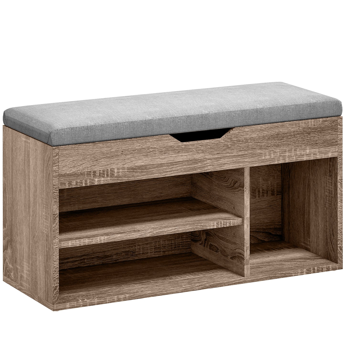 Shoes Cabinet Bench Hidden Storage Padded Seat Organiser Footwear Rack Hallway Grey Wood Grain