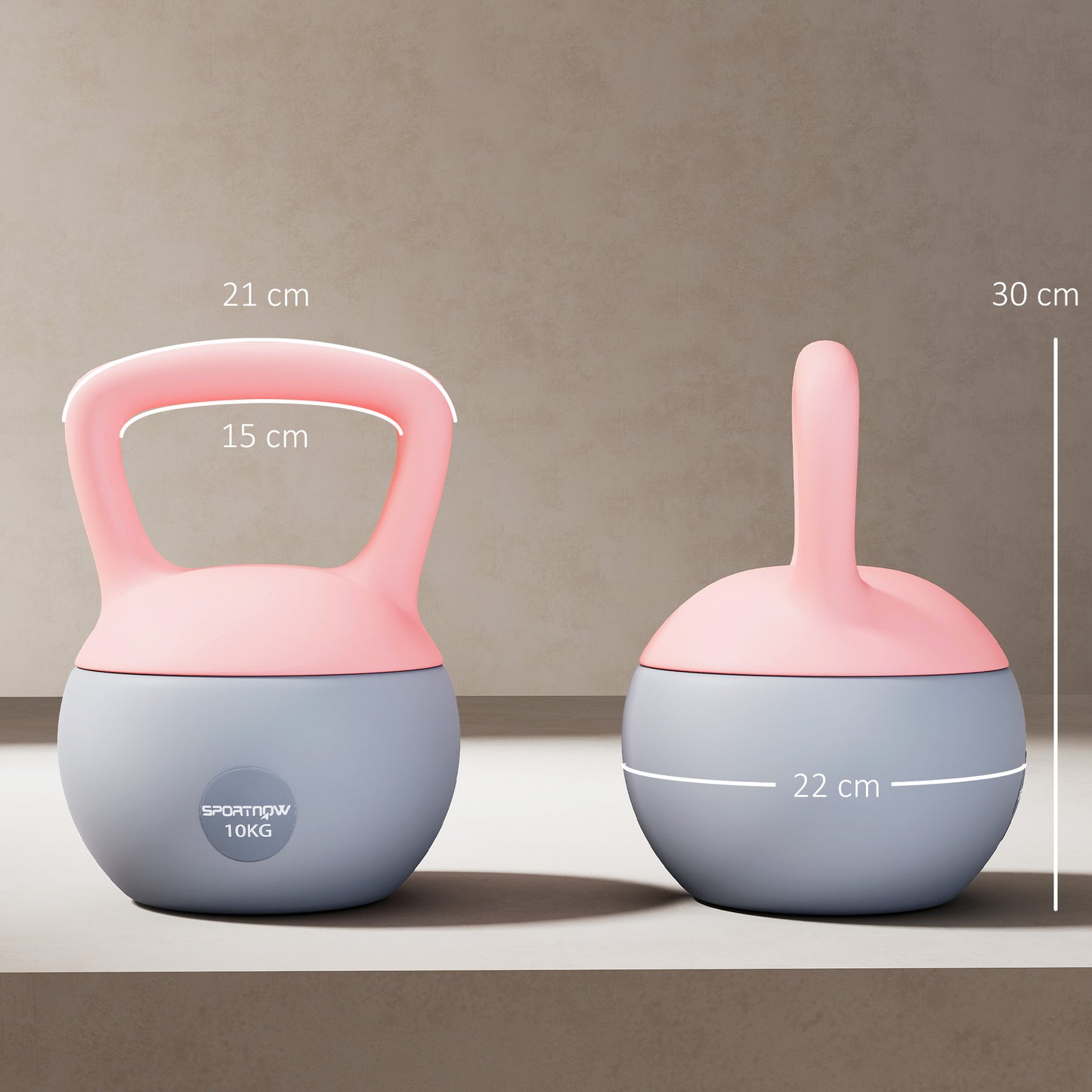 10KG Soft Kettlebell, Kettlebell with Non-Slip Handle for Home Gym, Weight Lifting, Strength Training, Pink/Grey