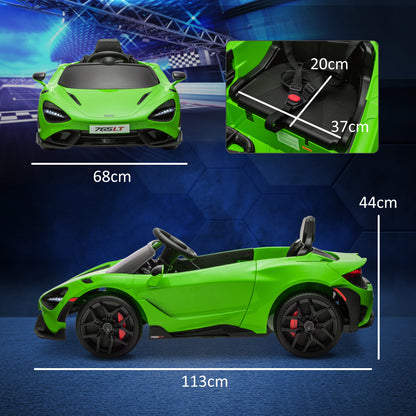 McLaren 765LT Licensed 12V Kids Electric Ride on Car with Butterfly Doors, Remote Control, Transport Wheels, Green