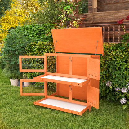 Rabbit Hutch Outdoor Guinea Pig Hutch Wooden Duck House Pet Cage with Opening Roof, 90 x 45 x 90cm