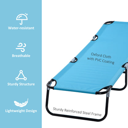 Garden Sun Lounger, with Five-Position Back - Light Blue