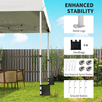 3 x 3 m Pop Up Gazebo with Wheels, UPF50+ One-Touch Outdoor Garden Party Tent Marquee Wedding Awning Canopy, White