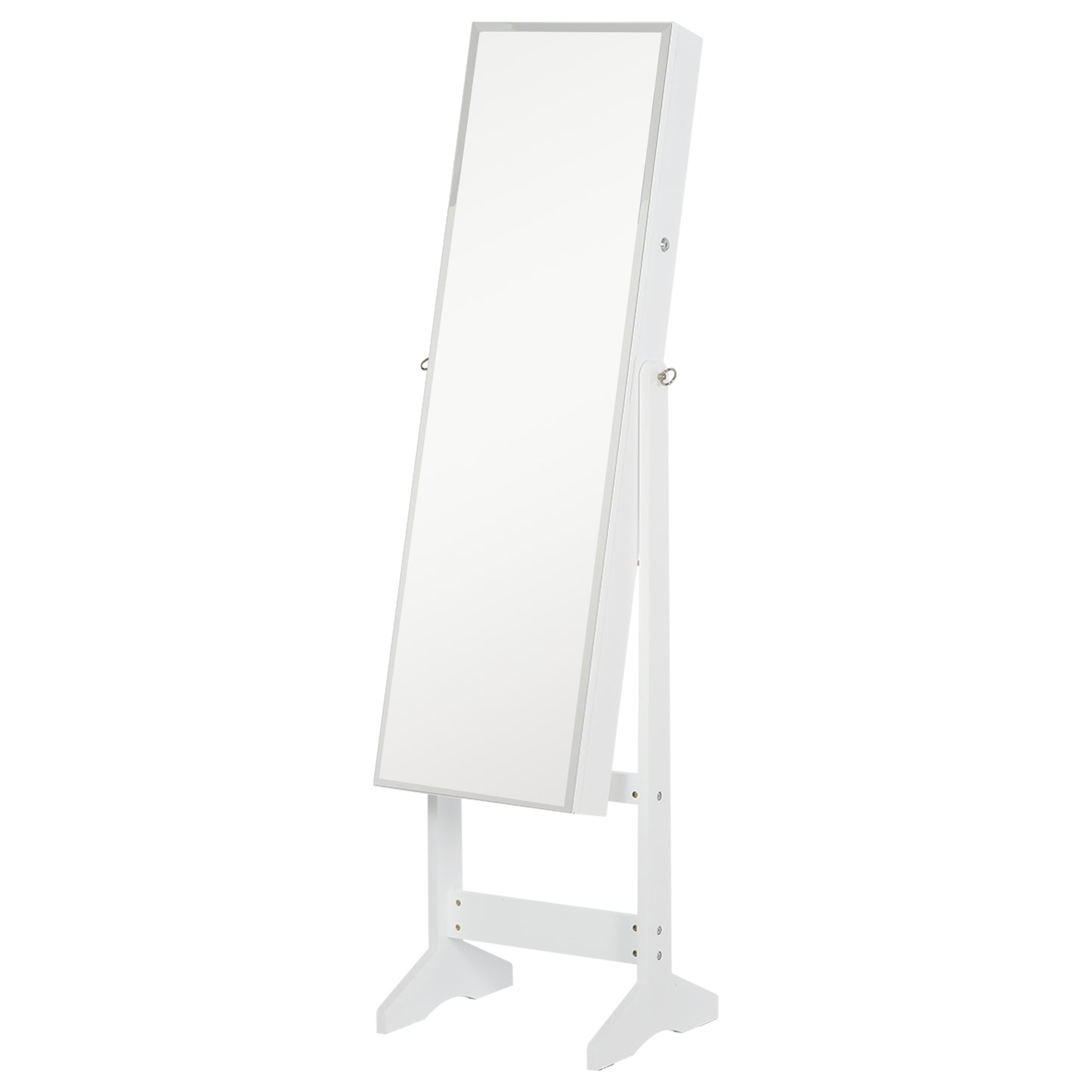 Jewelry Cabinet Standing Mirror Full Length Makeup Lockable Armoire Storage Organizer White