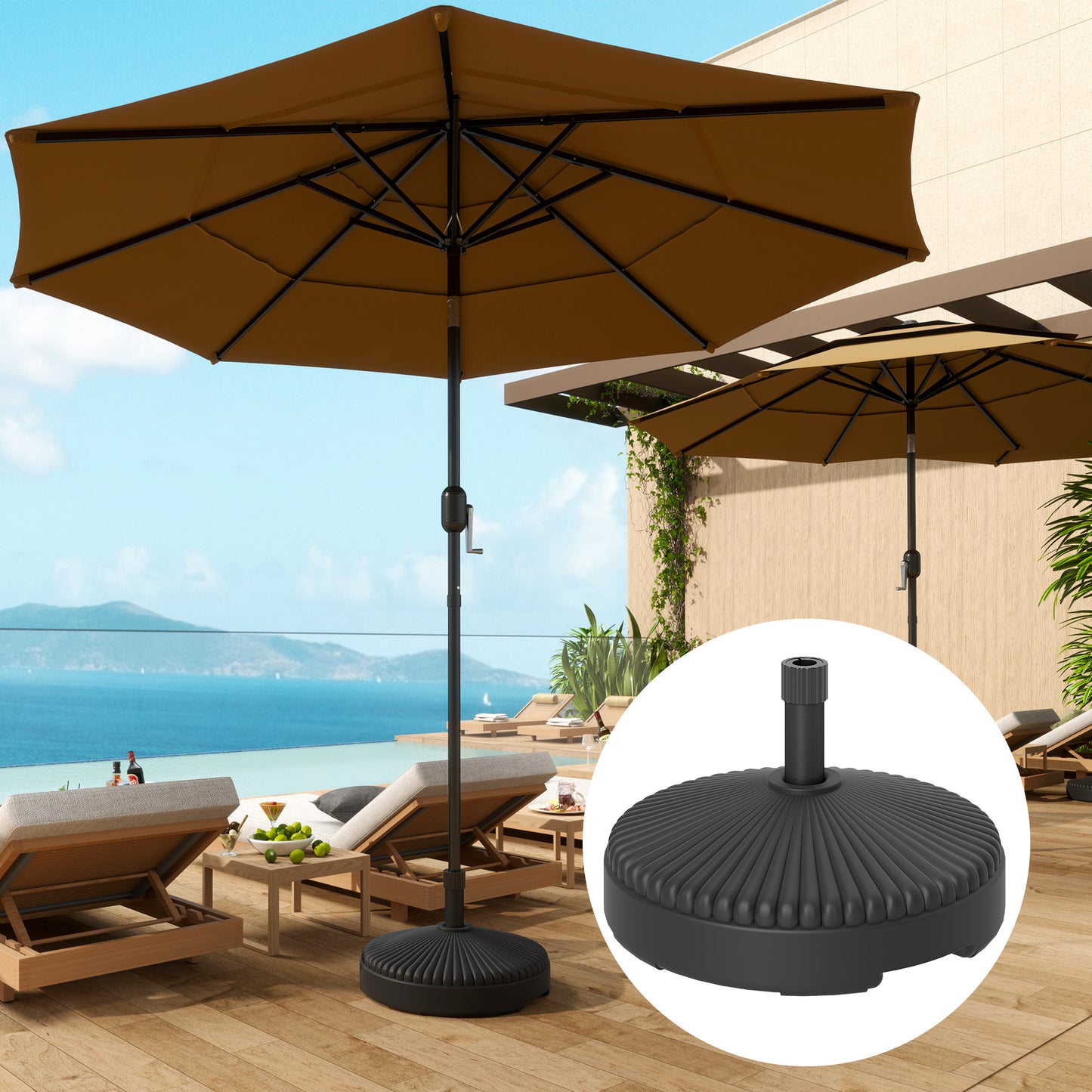Garden Parasol Base Holder, 28kg Sand Filled, 23kg Water Filled, Sun Umbrella Base, Φ55 x 30H cm Black