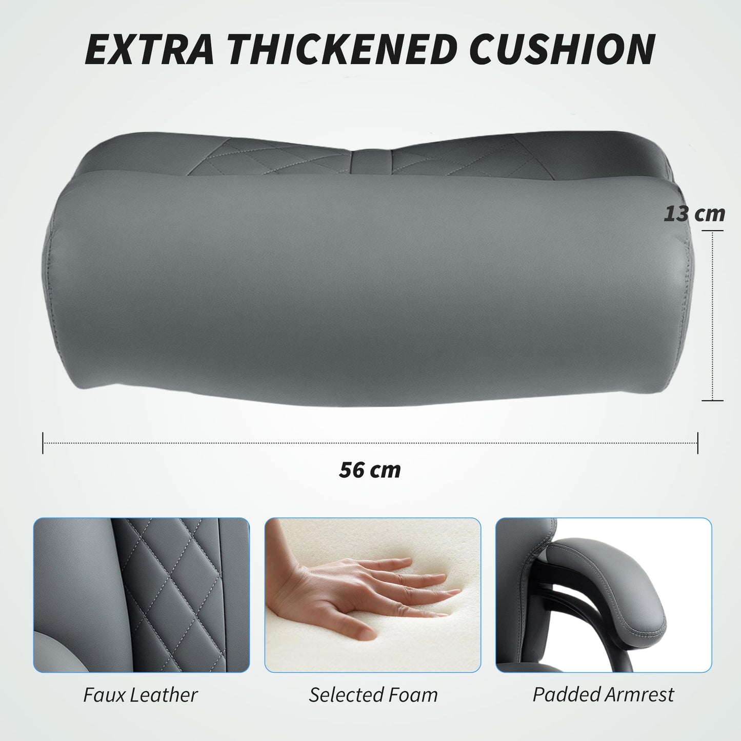 Super Padded Faux Leather Office Chair - Charcoal Grey