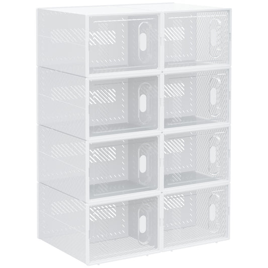 8PCS Clear Shoe Box, Plastic Stackable Shoe Storage Box for UK/EU Size up to 8.5/43 with Magnetic Door for Women/Men