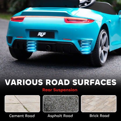 Kids Electric Car, 12V Licensed RUF GT Ride on Car with Suspension, Remote Control, Music, for 3-5 Years, Blue