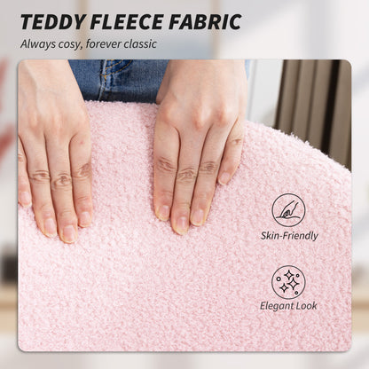 Teddy Fleece Office Chair with Wheels - Light Pink