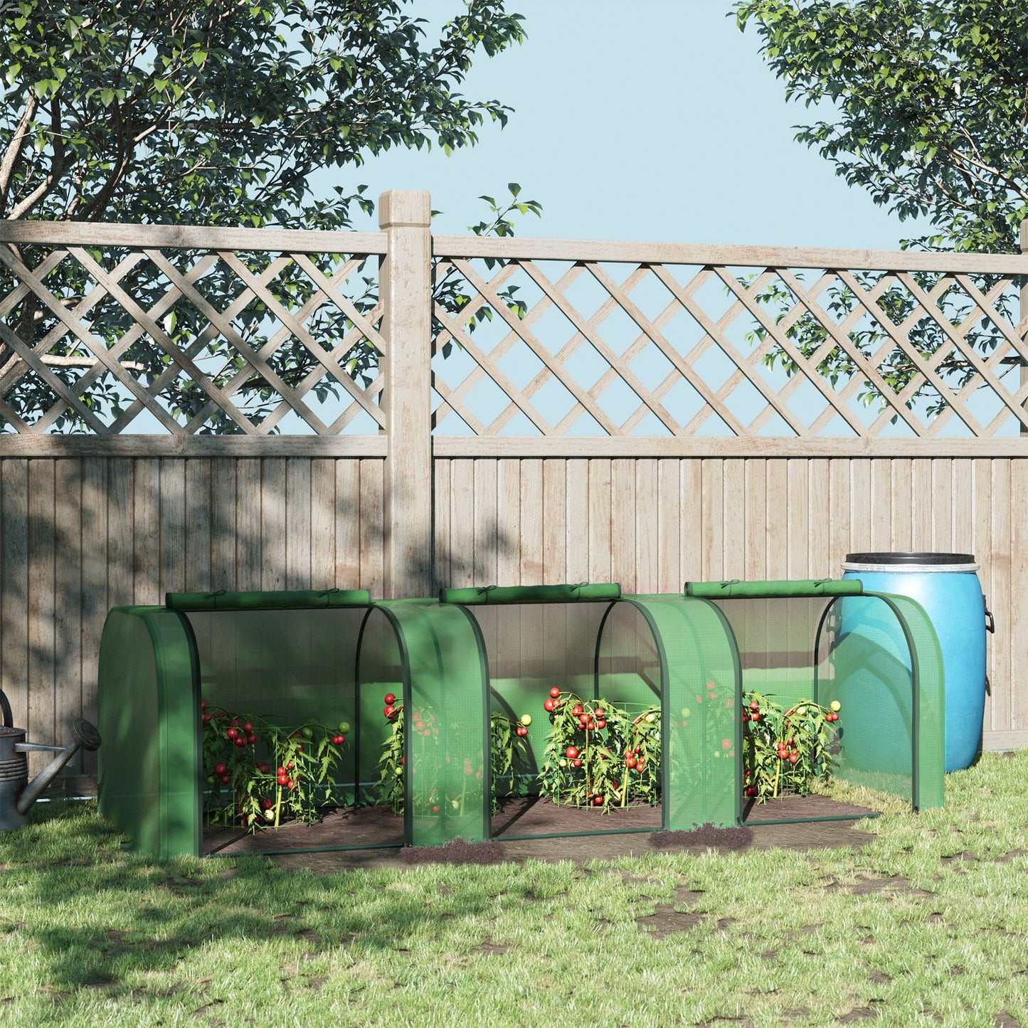 Mini Greenhouse, Small Polytunnel Green House with Zipped Doors, Steel Frame for Garden Backyard, 295 x 100 x 80cm, Green