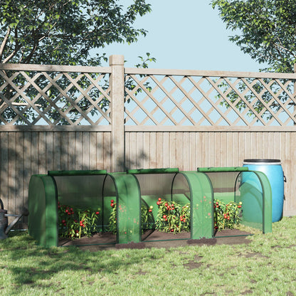 Mini Greenhouse, Small Polytunnel Green House with Zipped Doors, Steel Frame for Garden Backyard, 295 x 100 x 80cm, Green
