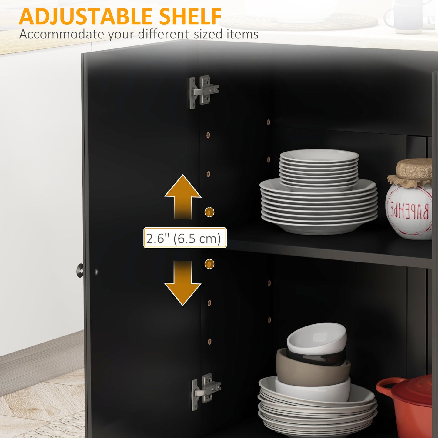 Kitchen Island with Drop Leaf, Rolling Kitchen Storage Trolley on Wheels with 3 Drawers, Black