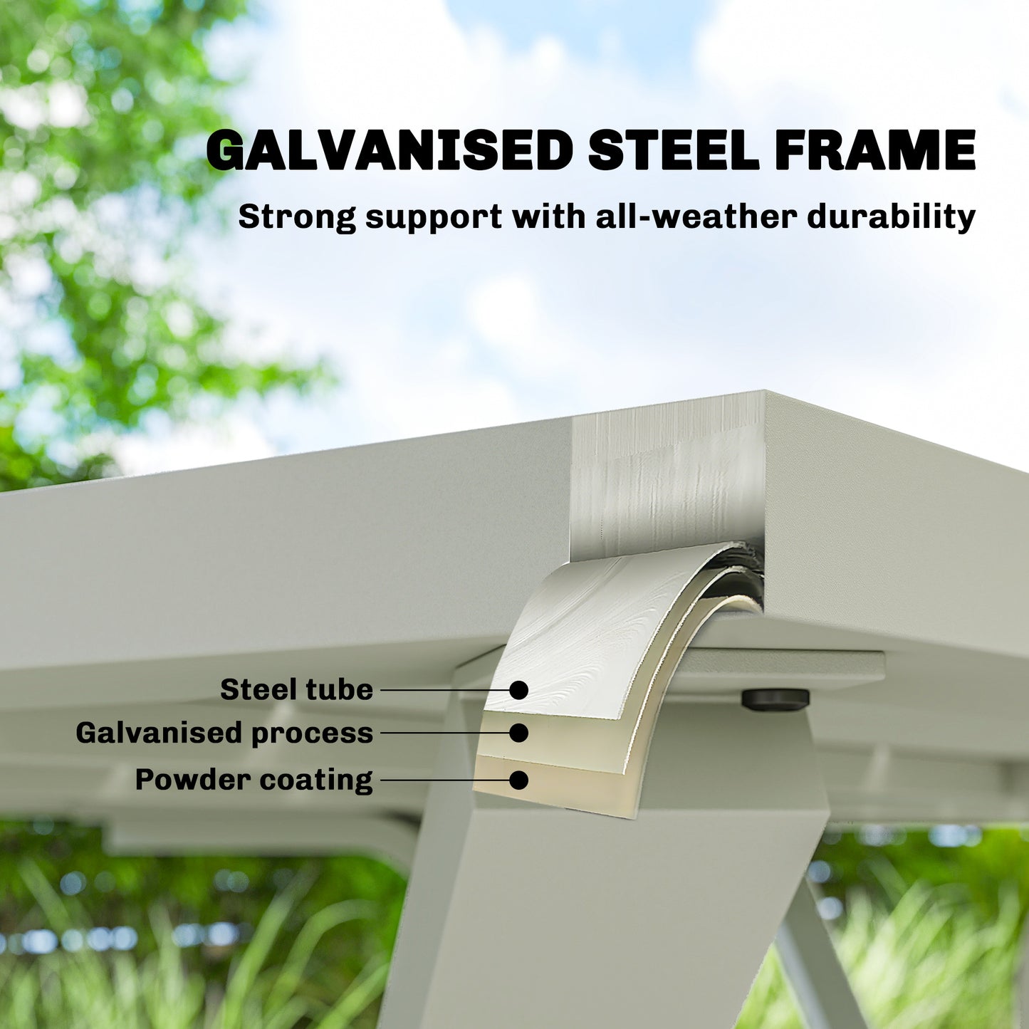 7 Pieces Garden Table and Chairs, 6 Seater Outdoor Table and Chairs with Umbrella Hole, for Garden, Light Grey