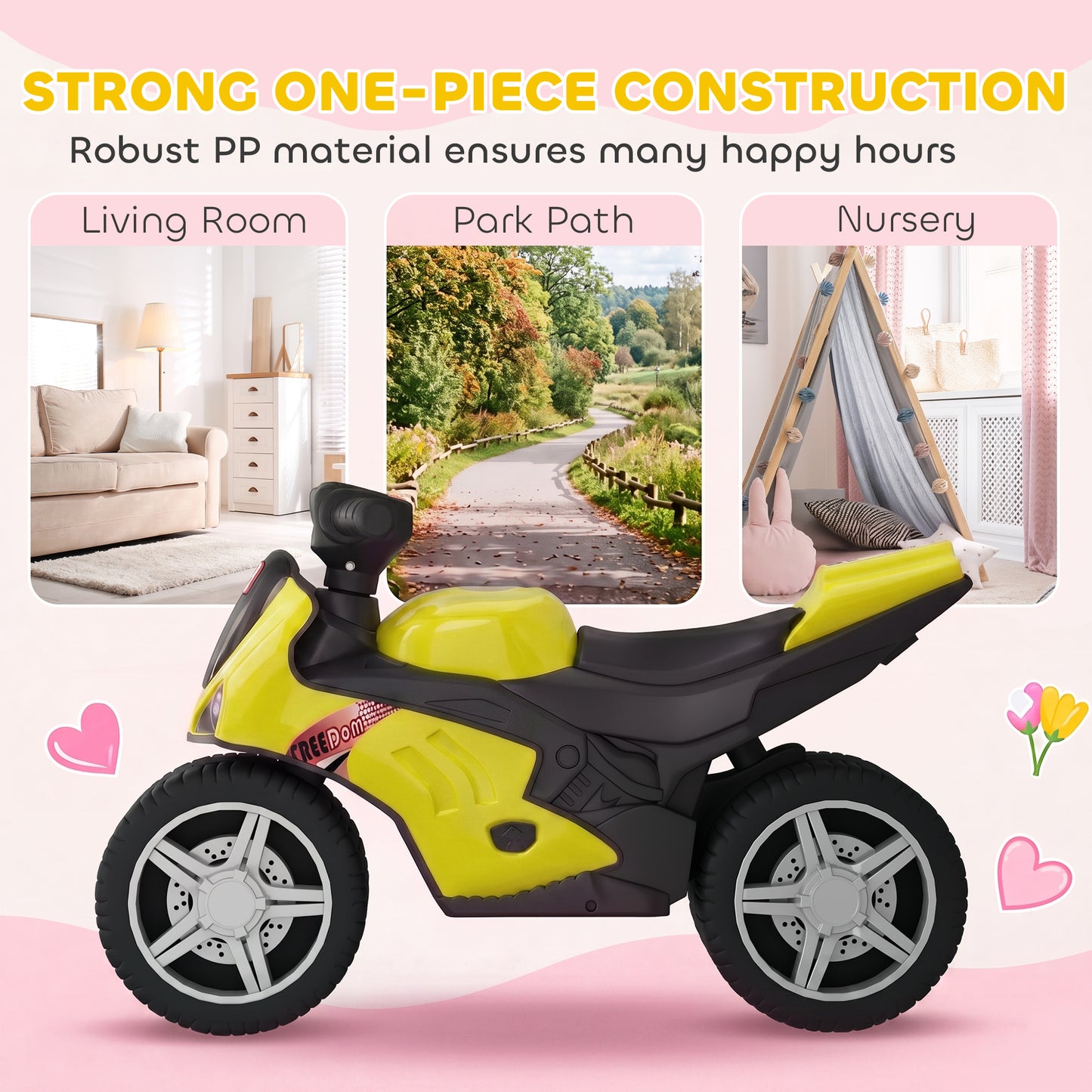 Balance Bike with Music Extra-Wide Wheels Toddler Bike for Boys Girls Green