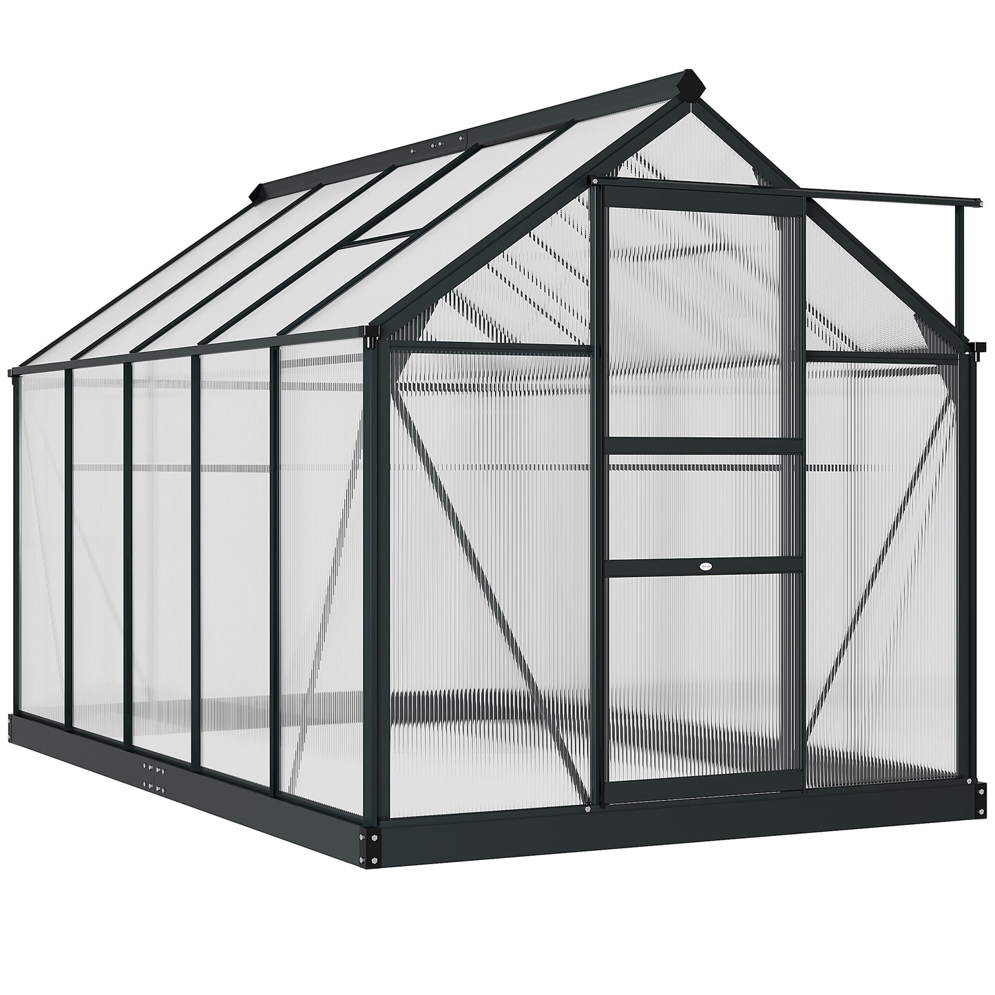 6 x 10ft Polycarbonate Greenhouse, Large Walk-In Green House with Slide Door and Window