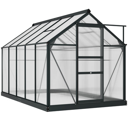 6 x 10ft Polycarbonate Greenhouse, Large Walk-In Green House with Slide Door and Window