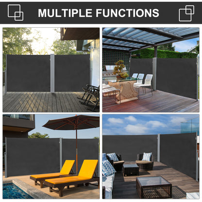 Retractable Sun Side Awning Screen Fence Patio Garden Wall Balcony Screening Panel Outdoor Blind Privacy Divider (3x1.8M