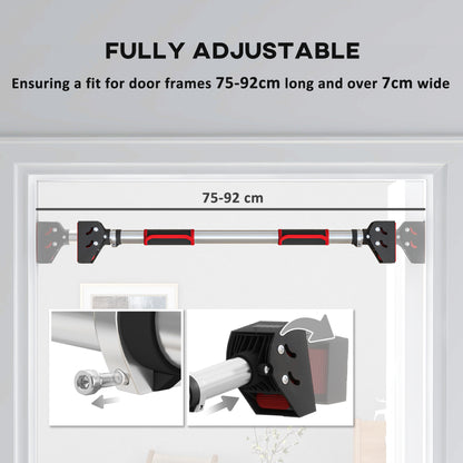Doorway Pull Up Bar, No Screws Door Frame Chin Up Bar, Adjustable Length (75-92cm) for Home Gym Workout, Max Load 200kg