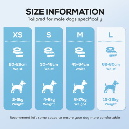 Dog Diapers Super Absorbent Leak-Proof Dog Nappies for Male Dogs Size L 62-80 cm Waist