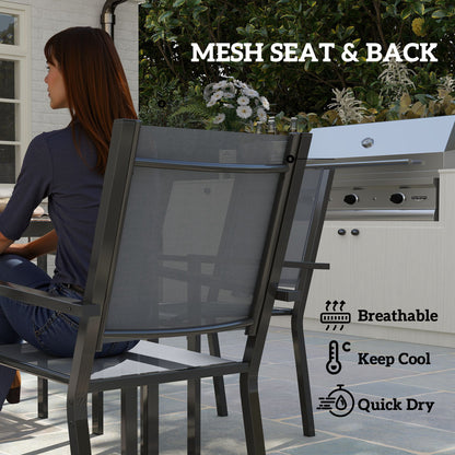 7 Piece Garden Dining Set, Outdoor Furniture Set with 6 Stackable Chairs and 150 cm Rectangle Table, WPC Slatted Top
