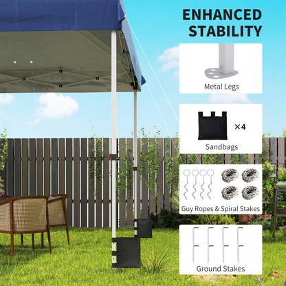 3 x 3 m Pop Up Gazebo with Wheels, UPF50+ One-Touch Outdoor Garden Party Tent Marquee Wedding Awning Canopy, Dark Blue
