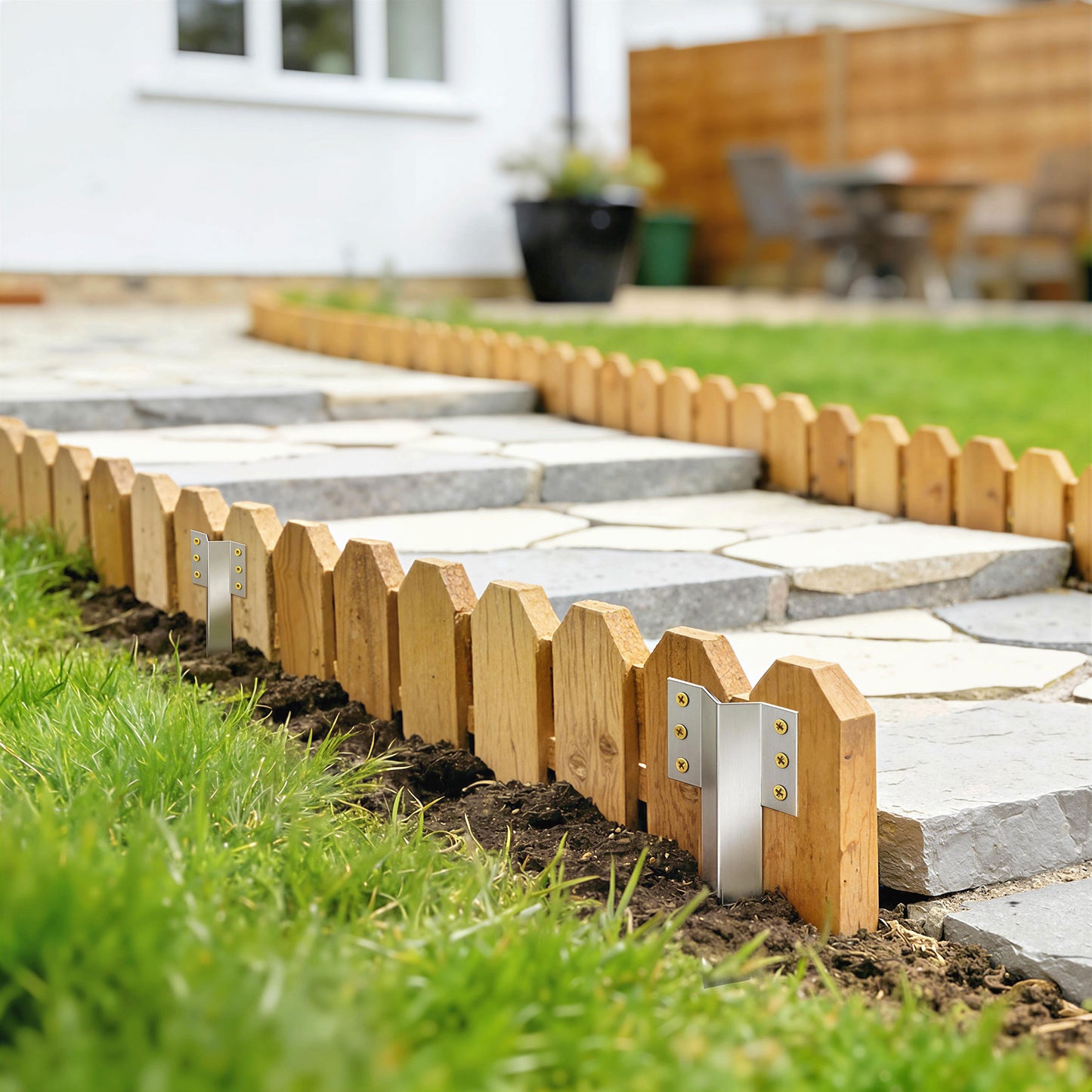 20 Pack Railway Sleeper Brackets, 41 cm Heavy Duty Galvanised Steel Sleeper Stakes with Screws and Gloves