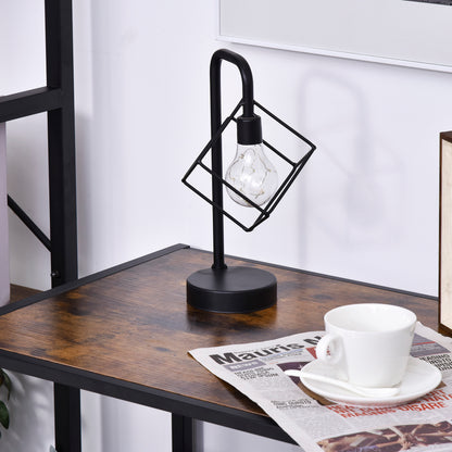 Industrial-Style Side Table w/ Drawer Open Shelf Steel Frame Large Base Two-Tone Retro Stylish Home Furniture Bedroom Living