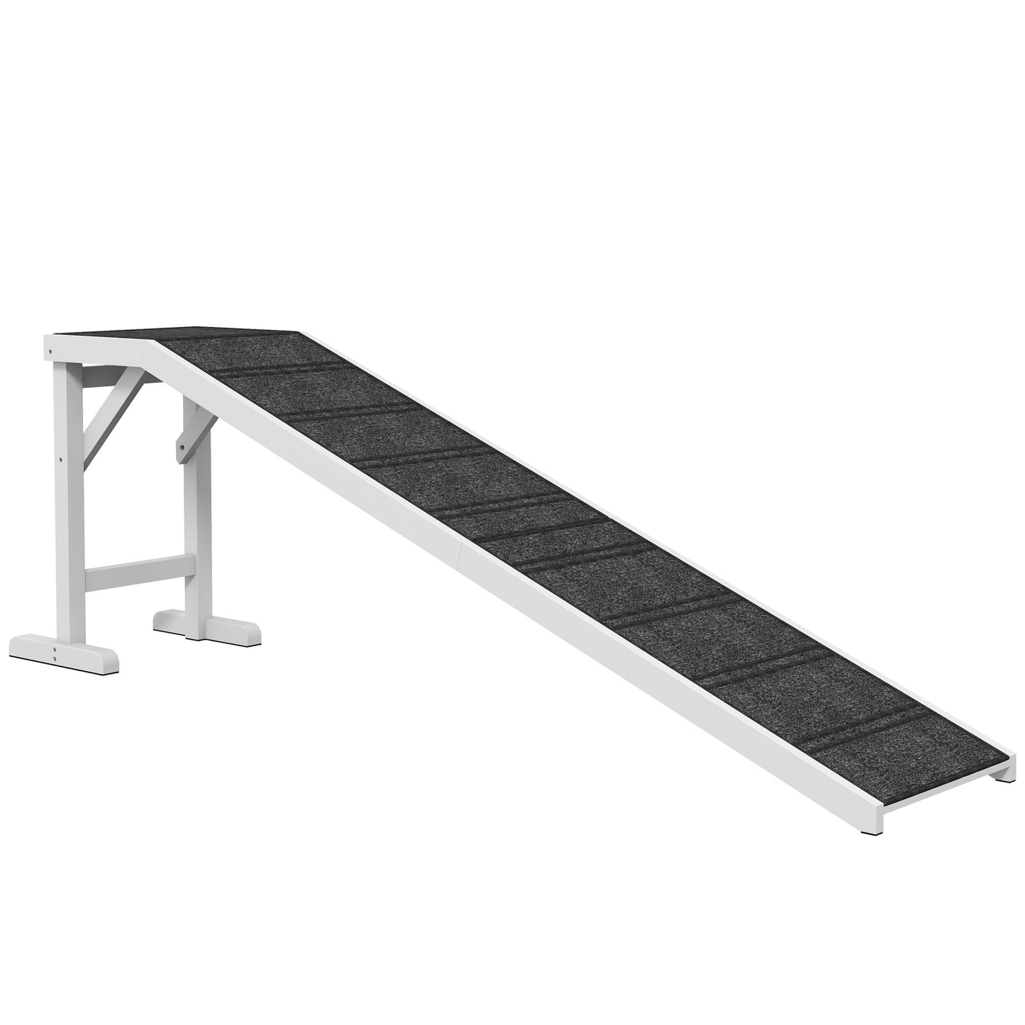 Pet Ramp for Dogs with Non-Slip Carpet and Top Platform - White & Grey