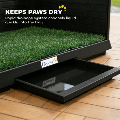 Dog Toilet Tray, Indoor Outdoor Dog Potty with High Walls, Grass Turf, Slide-Out Tray, Urine Collection Base