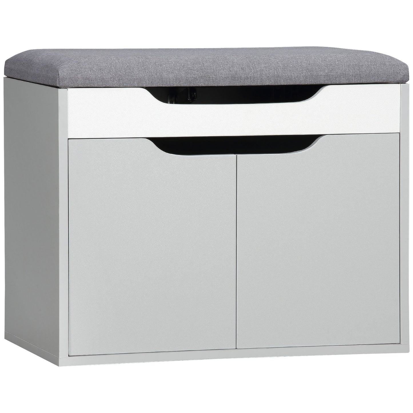 Shoe Bench with Cushion, Modern Storage Bench with Padded Seat, 2-tier Cabinet, Hidden Storage