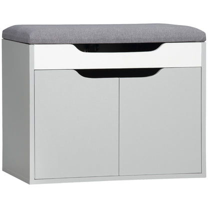 Shoe Bench with Cushion, Modern Storage Bench with Padded Seat, 2-tier Cabinet, Hidden Storage