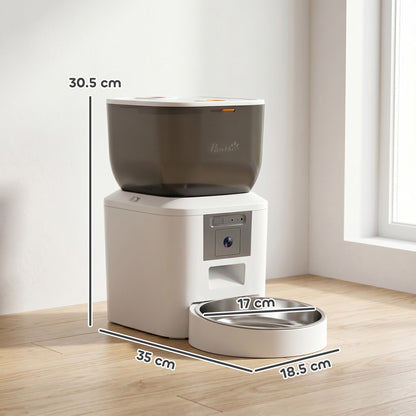 Automatic Cat Feeder with Camera, 2.4G WiFi, APP Control 4L Pet Feeder 1-10 Meals with 2-Way Audio, Dual Power Supply