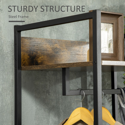 Clothes Rail, Metal Coat Stand, Garment Rack with 2 Fabric Storage Drawers, Single Wardrobe for Bedroom, Hallway