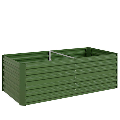 Raised Beds for Garden, Galvanised Steel Outdoor Planters with Multi-reinforced Rods, 180 x 90 x 59 cm, Green