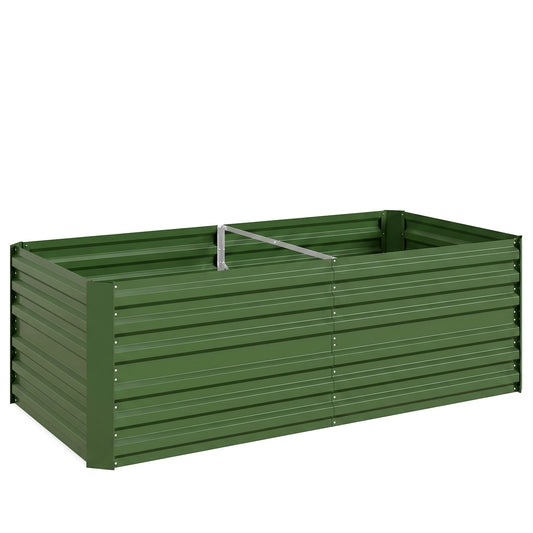 Raised Beds for Garden, Galvanised Steel Outdoor Planters with Multi-reinforced Rods, 180 x 90 x 59 cm, Green