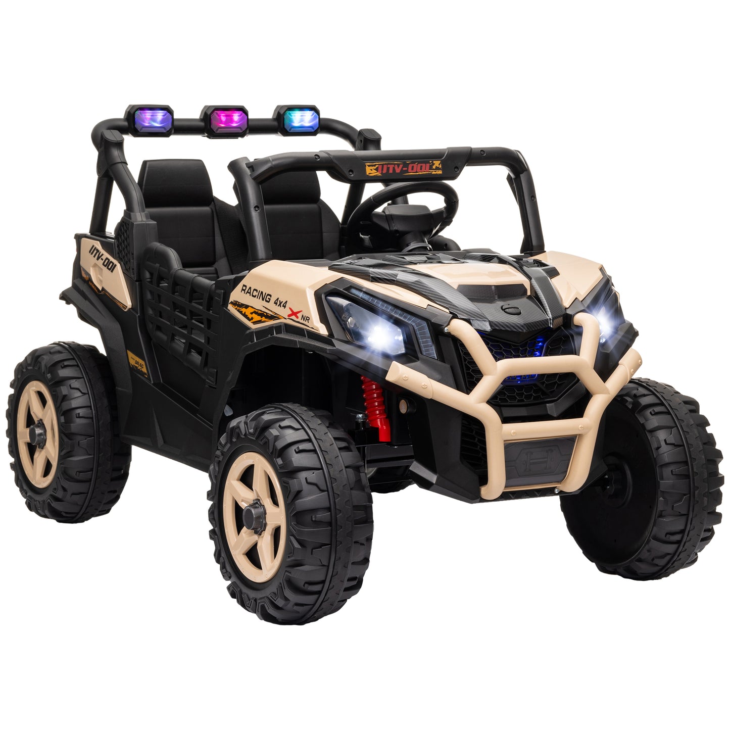 24V 2 Seater Kids Electric Car with Remote Control, Suspension System, Slow Start, 3 Speeds, for 3-8 Years, Khaki