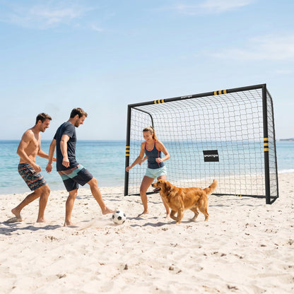 Football Goal, 10 x 6.5ft Football Net with Ground Stakes, EPE Foam Padding and Metal Frame, Easy Assembly, Yellow