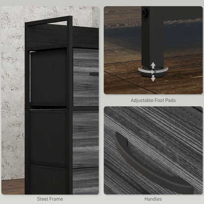 Rustic Chest of Four Fabric Drawers - Black