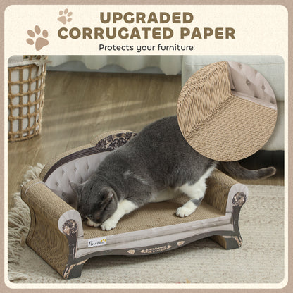 2-in-1 Cat Scratcher with Catnip for Indoor Cats, 29.5 x 56 x 26cm, Brown