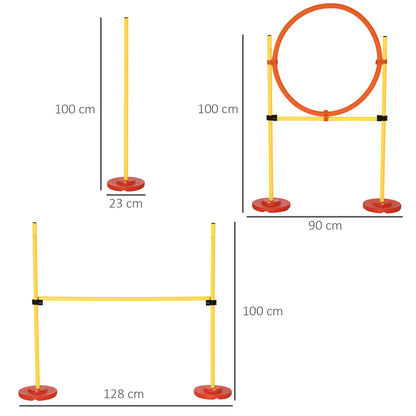 Dog Agility Equipment Training Portable Obstacle for Pet w/Adjustable Hurdles, Jumping Ring, Weave Poles