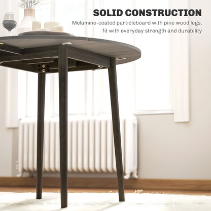 Folding Dining Table for 4, Round Drop Leaf Table, Modern Space Saving Small Kitchen Table with Wood Legs for Dining Room