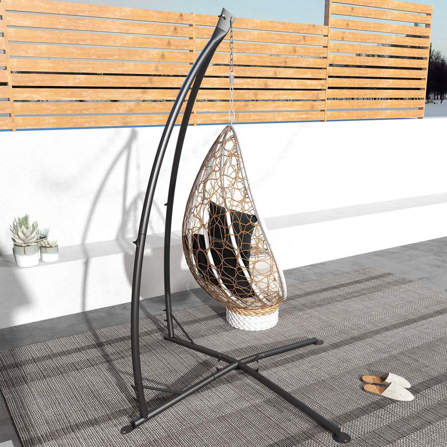 Hammock Chair Stand, Hanging Heavy Duty Metal Frame Hammock Stand with Chain, for Hanging Hammock Air Porch Swing Chair