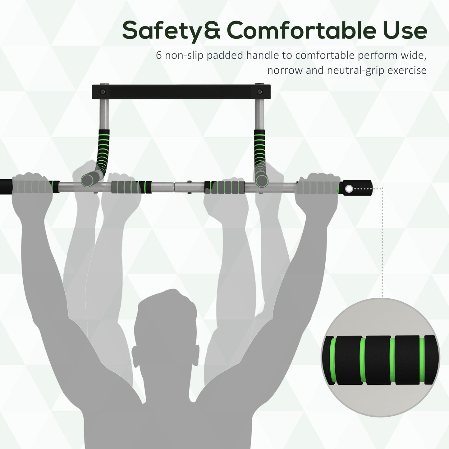 Doorway Pull up Bar, Door Frame Chin up Push up Bar for Home Gym Upper Body Workout, No Drilling or Screws, Green