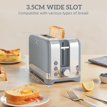 Sleek Textured Kettle and Toaster Set - Grey
