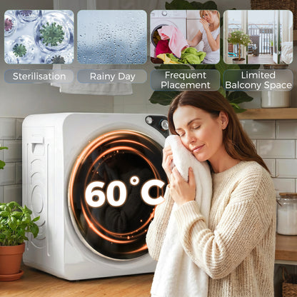 5kg Vented Tumble Dryer, 1000W Compact Tumble Dryer with 5 Drying Modes, Stainless Steel Tub, White