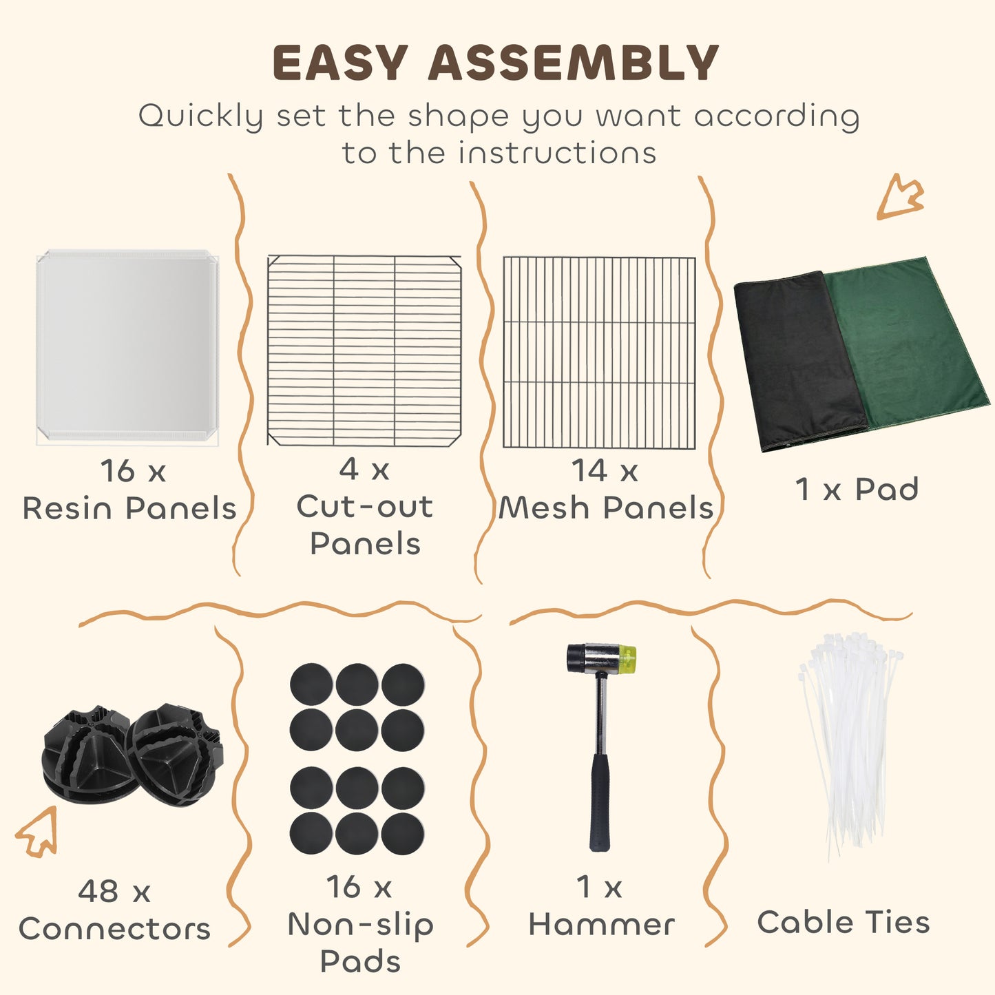 Pet Playpen with Waterproof Mat, DIY Small Animal Enclosure 34 Panels, Indoor/Outdoor Metal Pet Fence for Guinea Pigs