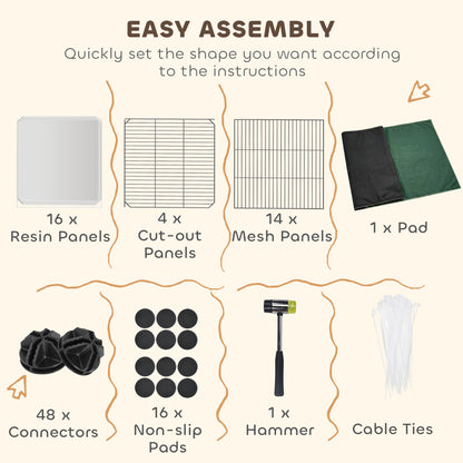 Pet Playpen with Waterproof Mat, DIY Small Animal Enclosure 34 Panels, Indoor/Outdoor Metal Pet Fence for Guinea Pigs