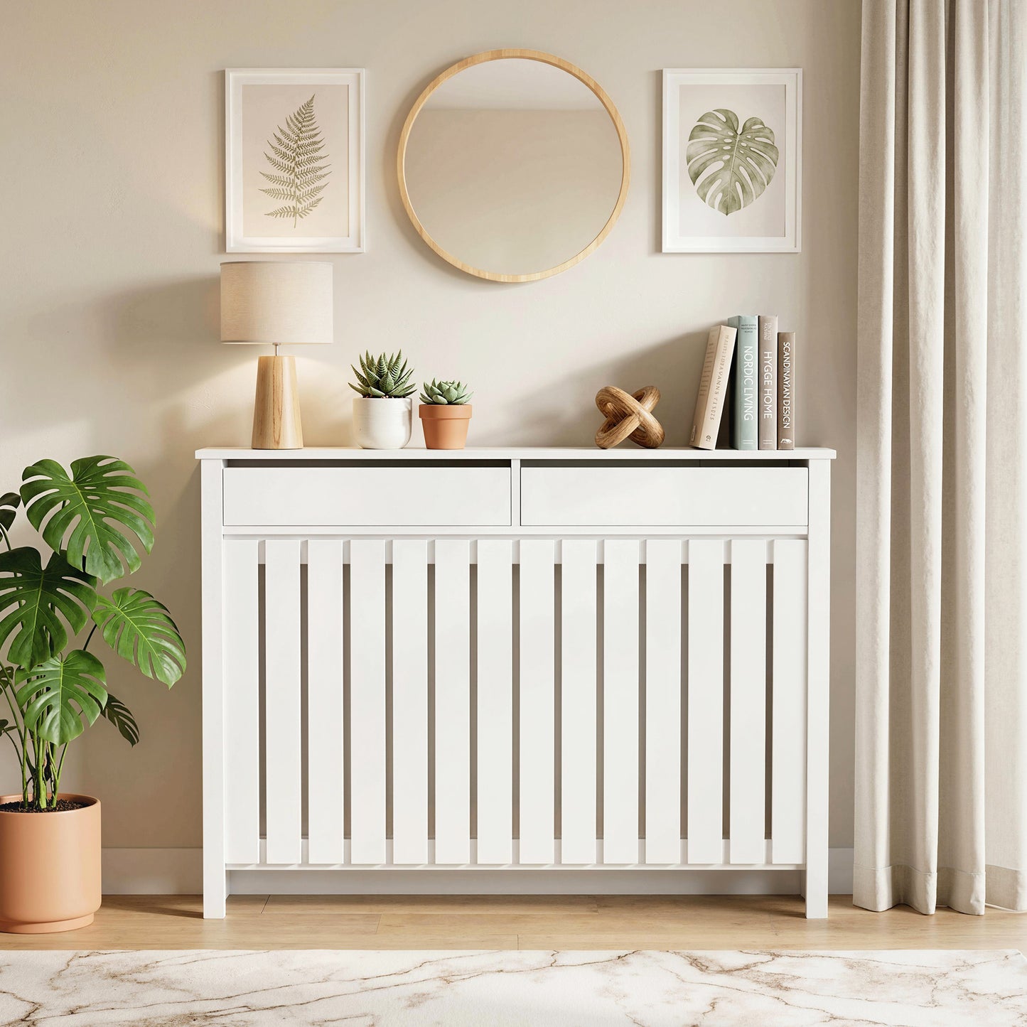 93 x 119cm Rustic-Look Radiator Cover - White