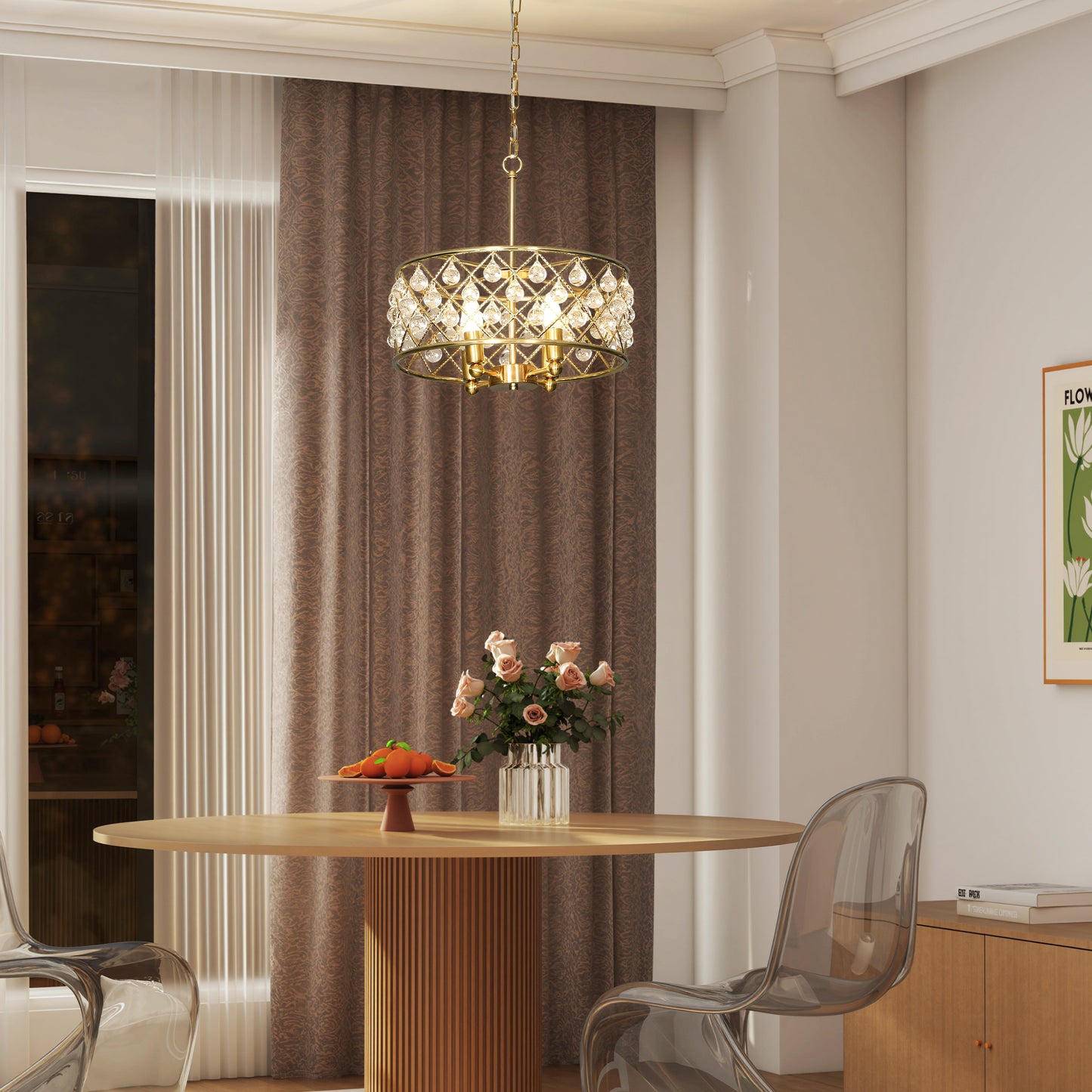 51 Crystallite Four-Bulb Chandelier - Gold-Tone