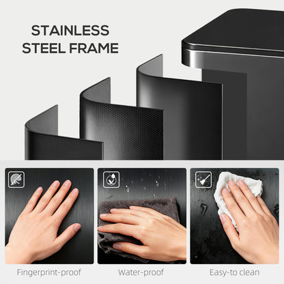 3 x 15L Pedal Bin, Steel Triple Kitchen Bin with Soft Close Lid, Removable Inner Buckets, Fingerprint-Proof, Black